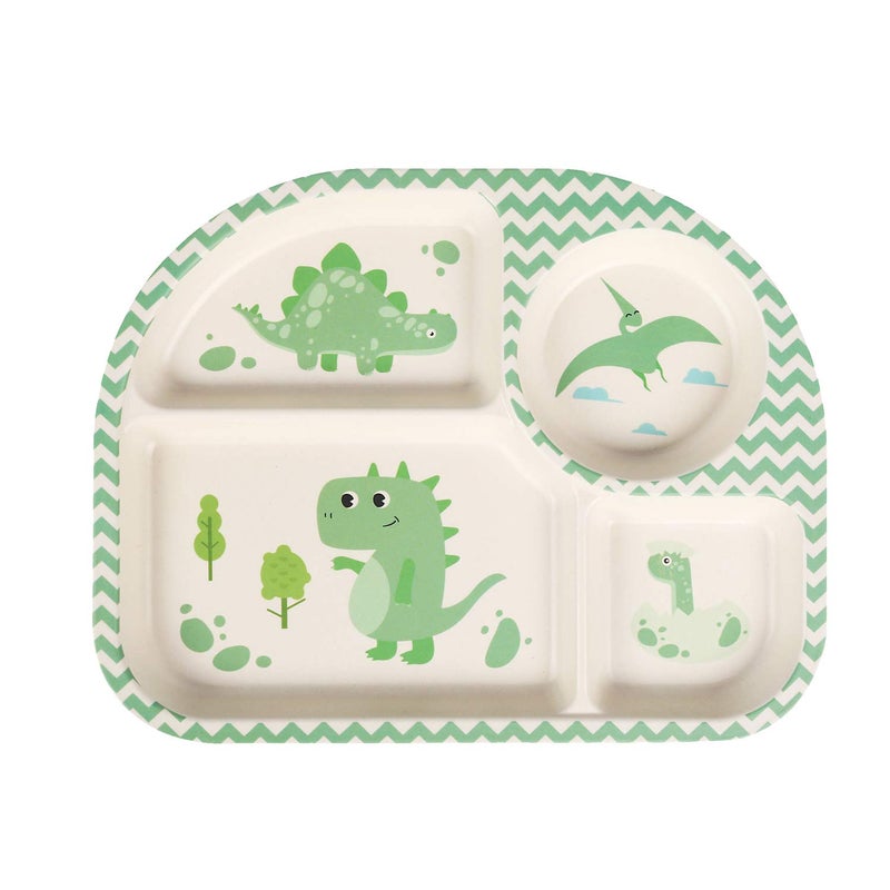 shopwithgreen 7Pcs/Set Bamboo Kids Dinnerware Set - Children Dishes - Food Plate Bowl Cup Spoon Fork Set Dishware, Cartoon Tableware, Dishwasher Safe Kids Healthy Mealtime, BPA Free - Image 3